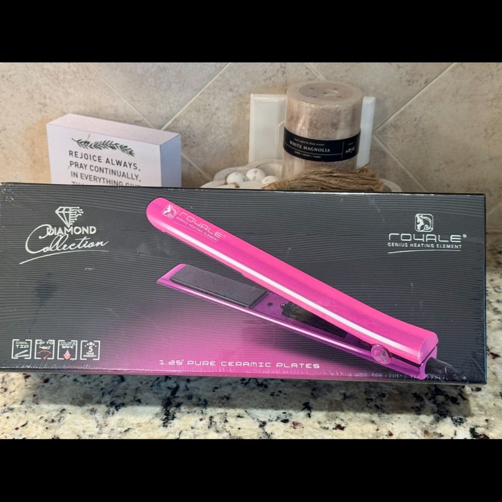 Royalé Diamond Collection Pink Flat Iron - 1.25" Ceramic Plates